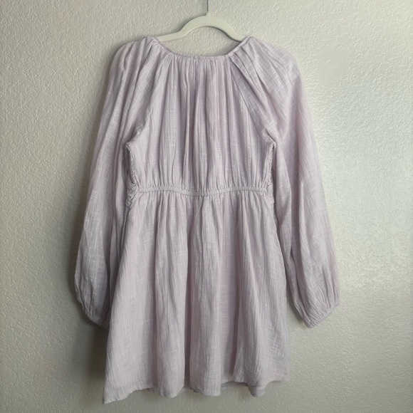 Free People Summer Struttin' Crochet Puff Sleeve Cute Mini Dress in Bubble Bath - Picture 3 of 5